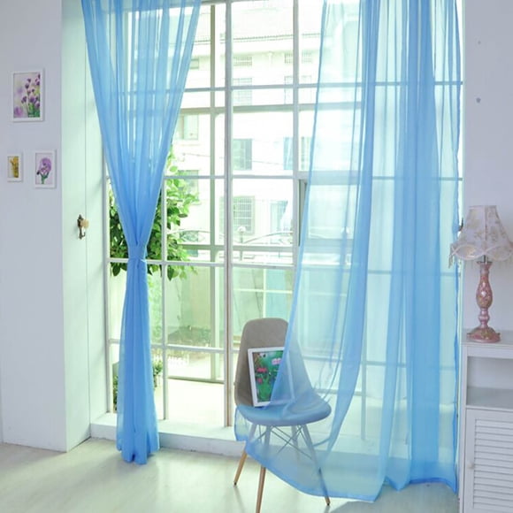 Staron Colorful Gauze Sheer Curtains, Sheer Blue Curtains for Bedroom Living Room, Transparent Window Treatments Curtains