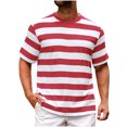 thumbnail image 1 of Pitauce T-Shirt à Manches Courtes Rayé Col Rond Basique Décontracté pour Hommes, 1 of 4