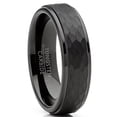 thumbnail image 1 of Mens Tungsten Black Wedding Band Ring Hammered Center Comfort-Fit 6MM, 1 of 3