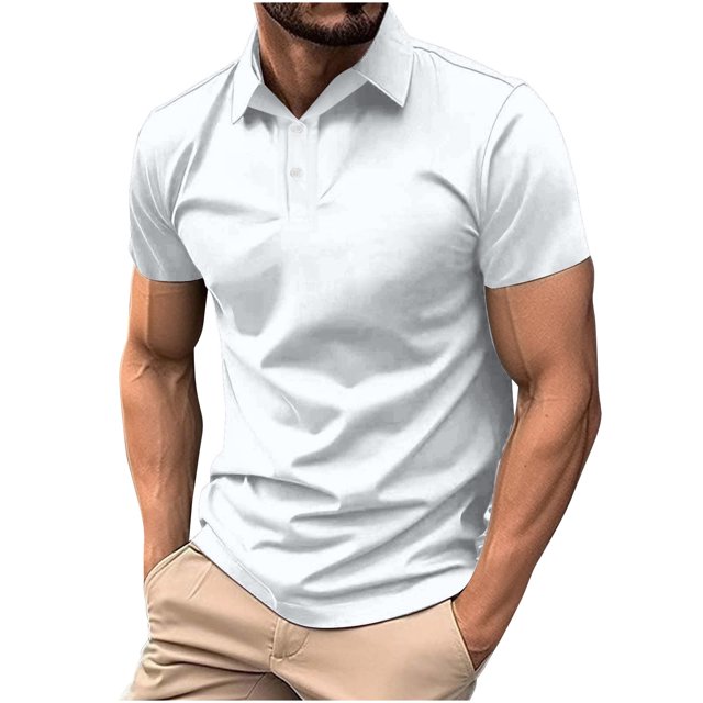 cfhntfmh Golf Shirts for Men Summer Short Sleeve Button up Tennis Shirts Plus Sizecollared Athletic Tees