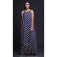 thumbnail image 2 of Bimba Robe de Nuit Imprimée Bleu Marine à Plumes Florales et Anémones pour Femmes Longue à Bretelles Spaghetti Robe Maxi Vêtement de Nuit Robe XXX-Large, 2 of 5