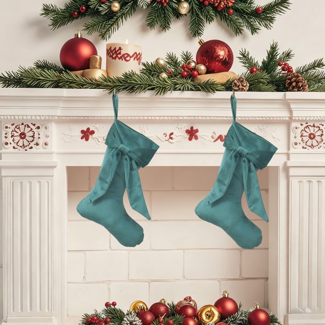 Iumwxz White Velvet Christmas Stocking with Snowflake and Star Patterns 40x19cm Holiday Tree Ornament Sock with Rope Hanger for Festive Home Decor Includes 1 Stocking