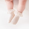 thumbnail image 2 of dmqupv Girls Dressy Textured Short Socks Baby Socks Spring And Fall Cotton Baby Socks Lace Elastic Not To Strangle Boneless Girls Lace Mid Calf Socks Coffee,Size for 3-5 Years, 2 of 8