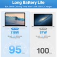 thumbnail image 3 of Mac Book Pro Charger - 118W USB C Fast Charger Power Adapter Compatible with USB C Port MacBook Pro/MacBook Air 16 15 14 13 Inch, New iPad Pro and All USB C Device, Include Charge Cable 6.6ft, 3 of 6
