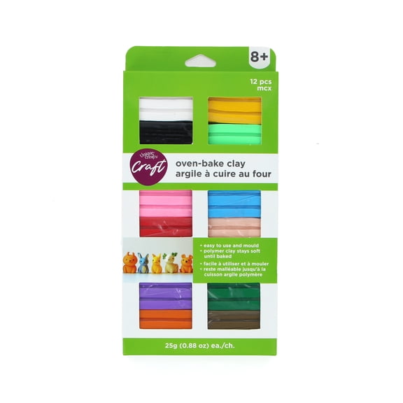 UNIQUE CREATIV CRAFT Oven Bake Polymer Clay, 12 pièces, 25 g (0.88 oz) Each, assorti couleurs, âges 8+, DIY, Jewelry, Sculpting, Crafting