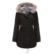 Sexy Dance Women Hooded Warm Winter Thicken Long Parka Jackets Coats with Faux Fur Lined Zip Up Outerwear Jacket Anoraks