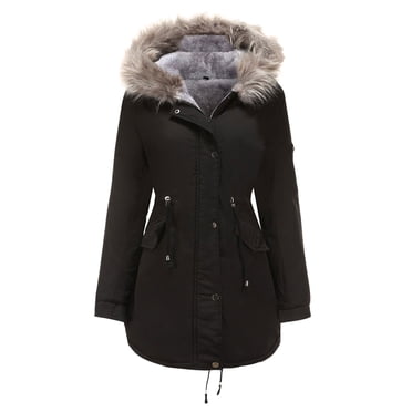 Women Classic Long parka Jacket Coat Winter Thick with Faux Lined Fur Hood Hoodie Fashion Overcoats Trench for Ladies Womens