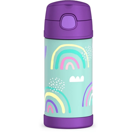 Thermos Funtainer 12 Oz Vacuum Insulated Straw Bottle, Rainbows