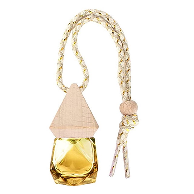 Glass Car Air Freshener Empty Rearview Mirror Automobile Car Bottle Hanging 8ml Indoor Kitchen Toilet Rearview Mirror Essential Oil Diffuser Odor Remover Yellow