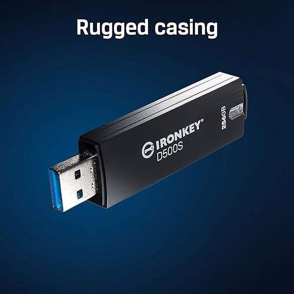 Kingston Ironkey D500S Clé USB cryptée 16 Go | Double partition cachée | FIPS 140-3 niveau 3 | XTS-AES 256 bits | Protection BadUSB et Brute Force | Option multi-broches | IKD500S/16 Go