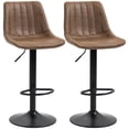 thumbnail image 1 of HOMCOM Set Of 2 Microfiber Retro Tub Bar Stools Metal Frame Footrest Brown, 1 of 10