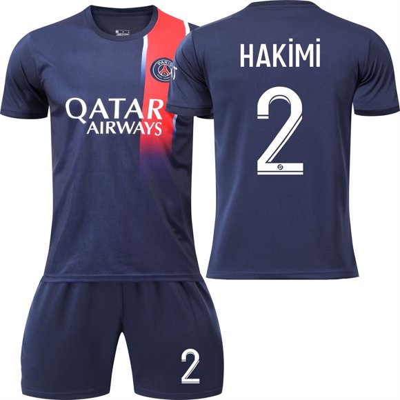 Hommes/enfants 2024 Nouveaux Vêtements de Soccer Actifs PSG #2 Hakimi Maillots de Soccer Mode T-Shirt de Sport Bleu