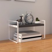 Desktop storage rack, wooden board shelf, double layer storage, iron frame design, for home office, book organization, bookcase furniture
