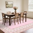 thumbnail image 3 of Modern Area Rug - Soft Non-Slip Washable Low Pile Carpet, Geometric Bordered Accent, Mark Resistant - For Living Room, Bedroom, Dining, Office, Nursery - Pink, 8x10ft, 3 of 8