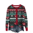 thumbnail image 3 of Wiyuqeen Women's Christmas Knit Cardigans Crewneck Button Down Ribbed Cardigans Long Sleeve Xmas Reindeer Print Jacket Coats, 3 of 5