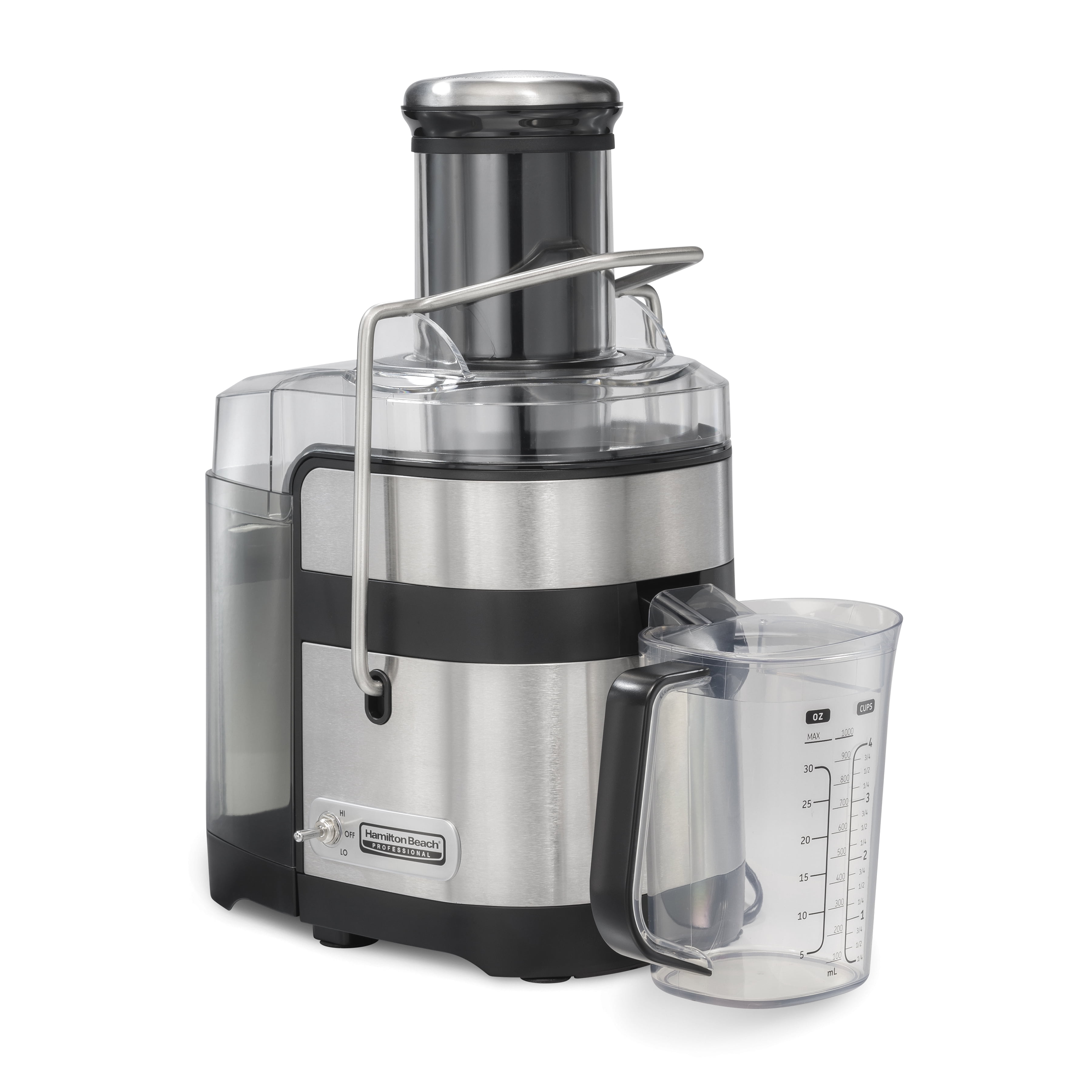 Hamilton Beach Professional Extracteur de jus Super Chute Easy Clean, 1100 watts, goulotte 3,5 po, pichet 34 oz, noir, 67906C