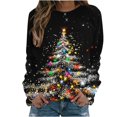 thumbnail image 1 of UPPADA Chandails de Noël pour Femmes, Imprimé d'Arbre de Noël, Chandail à Manches Longues, Hauts à Enfiler d'Automne, Chandail Confortable, Col Rond de Noël, Chandails jusqu'à 65 % de Rabais, 1 of 4
