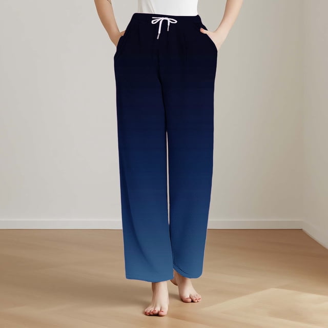 Pisexur Pantalon de Pyjama pour Femmes Doux Confortable Bas de Détente et de Nuit pour Femmes Bleu Marine #02,S