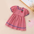 thumbnail image 2 of Tranfacy Robes Décontractées pour Filles, Robe à Manches Courtes pour Filles, Robe d'Été Fine à Manches Courtes pour Filles à Col Rond Imprimée à Carreaux, Mignonne Robe Décontractée Mi-Longue avec Fermeture Éclair au Dos, 2 of 4