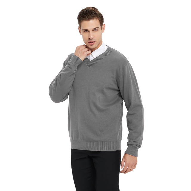 TOPTIE Chandail à Manches Longues en Coton pour Hommes Col en V Basique Conçu