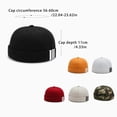 thumbnail image 3 of Xingzhi Bonnet de Mode 3 Rayures Imprimé Bonnet de Marin Style INS Chaud Casquettes Docker Élégantes Sans Bord Rond Bonnet pour Noir, 3 of 8