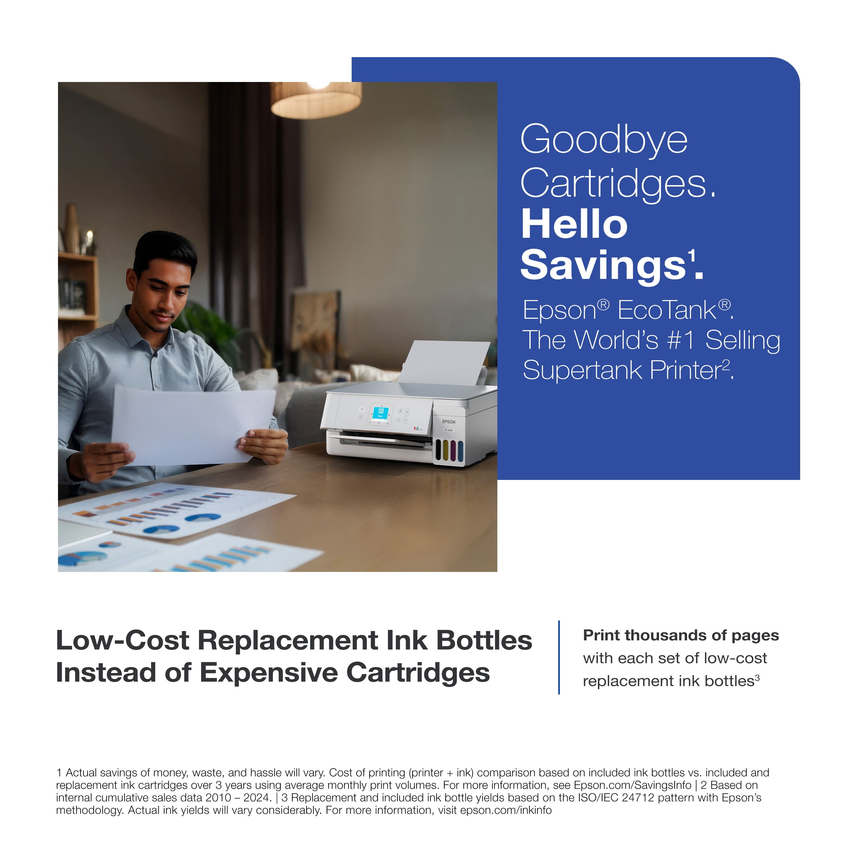 Epson - Imprimante multifonction couleur sans fil EcoTank ET-2903 à réservoirs d’encre géants – Blanc
