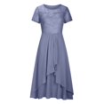 thumbnail image 4 of QJUHUNG Formel pour Femmes Soirée Robe Midi Été Col en V Manches Courtes T-Shirt Soirée Invitée de Mariage Style Asymétrique B-8 Cocktail Gris_i L, 4 of 6