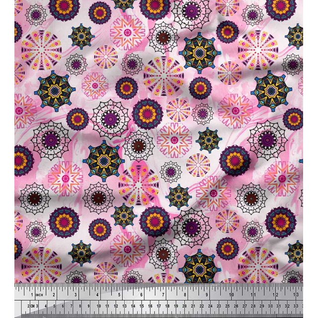 Soimoi Poly Georgette Fabric Mandala Kaleidoscope Fabric Prints By Yard 42 Inch Wide