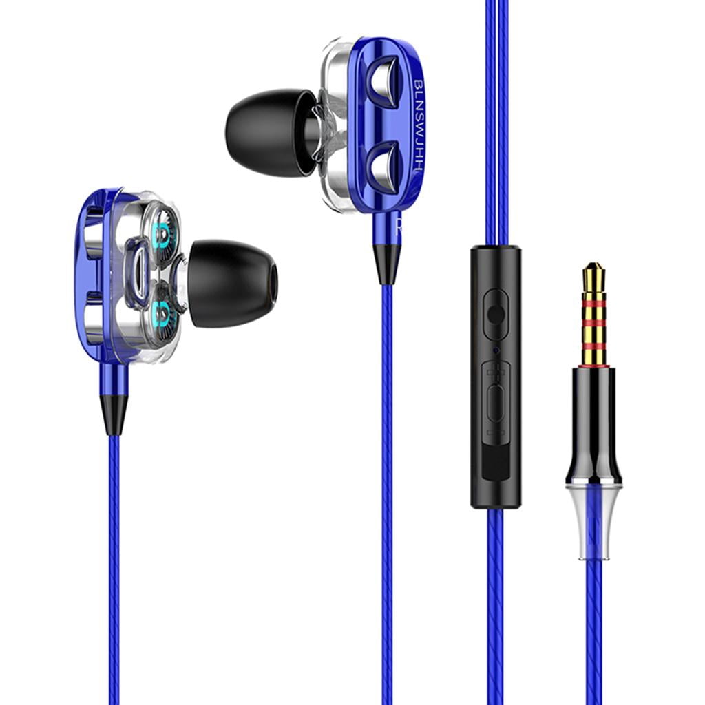 Earphones Wired Noise Cancelling Headphones High Resolution Heavy Blue