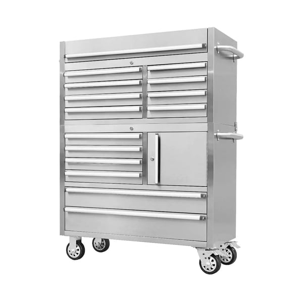 TMG Heavy Series™ 41” Stainless Steel Tool Chest Cabinet – 14 Drawers, Top Lid & Casters, TMG-SC4114