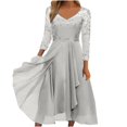 thumbnail image 1 of QJUHUNG Formel pour Femmes Soirée Robe Midi Été Col en V Manches Courtes T-Shirt Soirée Invitée de Mariage Style Asymétrique B-8 Cocktail Gris_i L, 1 of 6