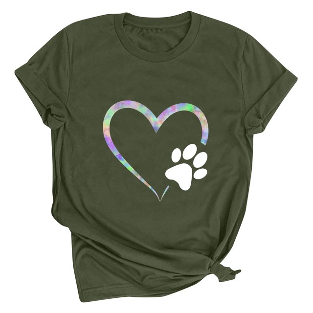 Meichang Valentines Day T-Shirt Femme Cœur Graphique Tee Tops Manches Courtes Chemises Décontractées Coupe Ample Col Rond Tee Shirts