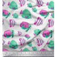 thumbnail image 1 of Soimoi Velvet Fabric Dot & Fish Ocean Decor Fabric Printed Yard 58 Inch Wide, 1 of 3