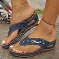 thumbnail image 2 of Women's Platform Wedge Sandals Slip On Comfortable Flip Flops with Arch Support Lightweight Non Slip ClipToe Sandals Blue Size 6.5, 2 of 8