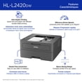 thumbnail image 3 of Brother Wireless HL-L2420DW Compact Monochrome Laser Printer, Duplex and Mobile Printing, Refresh Subscription Eligible, 3 of 8