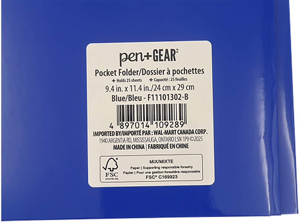 Laminated Paper Pocket N Prongs Blue