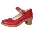 thumbnail image 1 of B91xZ Chaussures pour Femmes à Talon Bas avec Bride à la Cheville, Rouge 8, 1 of 5