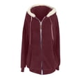 thumbnail image 4 of Heliisoer Plus Women Size Winter Warm Loose Plush Zip Hooded Jacket Coat, 4 of 5