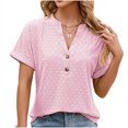 thumbnail image 1 of RKSTN Womens Tops 2024 Fashion Casual Short Sleeve V Neck Tops Loose Plus Size Solid Color Mesh Breathable Temperament Tops, 1 of 5