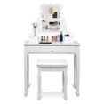 thumbnail image 3 of Patiojoy Ensemble Coiffeuse Table Commode avec Lumière DEL et Tabouret Rembourré Blanc, 3 of 8