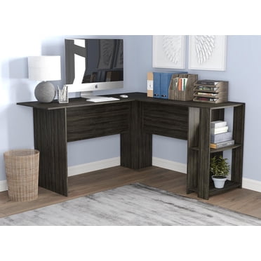 Safdie & Co. Computer Desk 55L Dark Grey L-Shaped 2 Shelves
