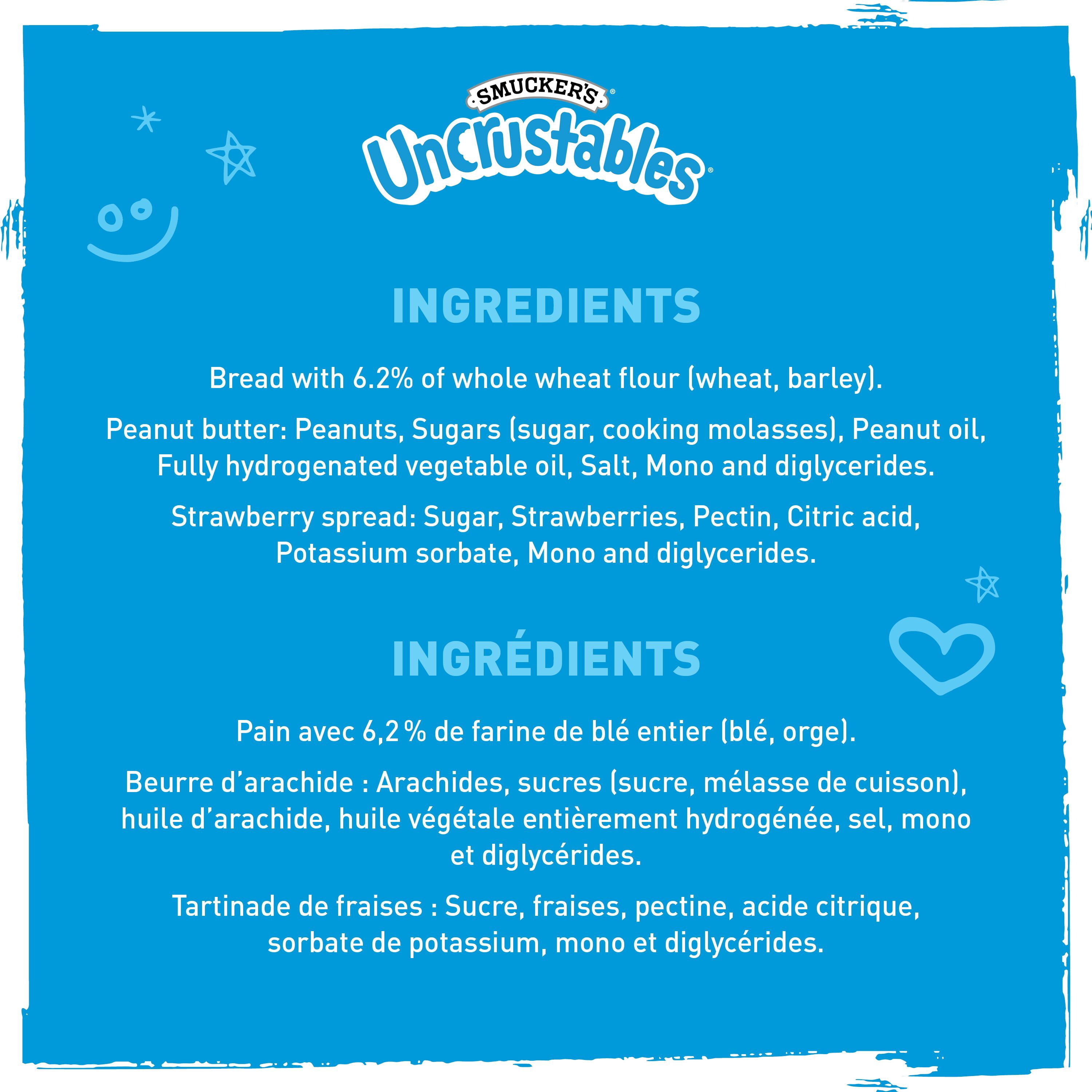 Smucker's Uncrustables Peanut Butter and Strawberry Spread Sandwich, Frozen, 58g, Pack of 4