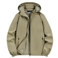 thumbnail image 4 of LOVZFMLL Jackets for Men's Solid Color Velvet Winter Windproof Hooded Long Sleeved Pocket, 4 of 7