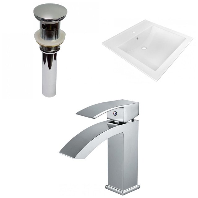 American Imaginations 21.5-in. W 1 Hole Ceramic Top Set In White Color - Overflow Drain Incl. AI-30005