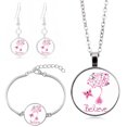 thumbnail image 1 of WIFKLSIIPG Flying Angel Wing Ribbon Necklace Bracelet Earrings Set for Women Rose Flower Cancer Awareness Jewelry, 1 of 3