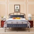 thumbnail image 1 of TOYTEXX Queen Metal Bed Frame with Tufted Boucle Headboard, Wooden Slats, No Box Spring, Dark Grey, 1 of 6