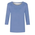 thumbnail image 5 of Yuyuzo Tuniques pour Femmes Grande Taille Décontractées à Manches 3/4, Col Ras du Cou, Chemises Unies, Coupe Ample, T-Shirts Basiques, 5 of 5