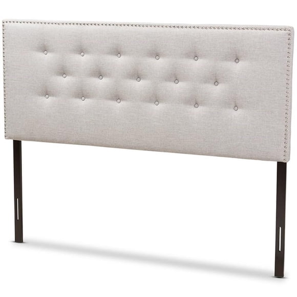 Baxton Studio Windsor Tufted Full Panel Headboard in Grayish Beige
