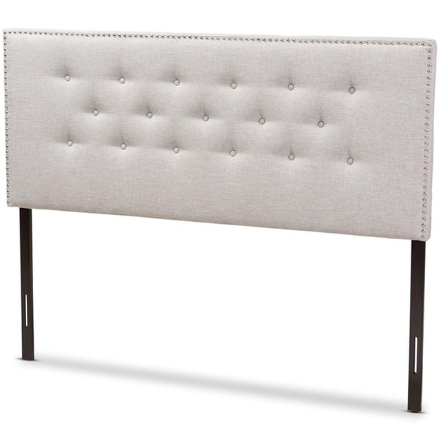Baxton Studio Windsor Tufted Full Panel Headboard in Grayish Beige