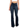 thumbnail image 1 of NECHOLOGY Jeans à Jambe Grand Évasée Taille Haute pour Femmes avec Poche à Bouton, Bleu Foncé, Taille TG, 1 of 6